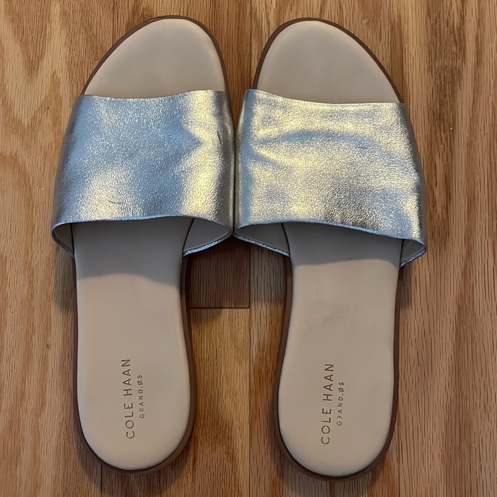 Cole Haan Silver Slide Sandals - Picture 3 of 7